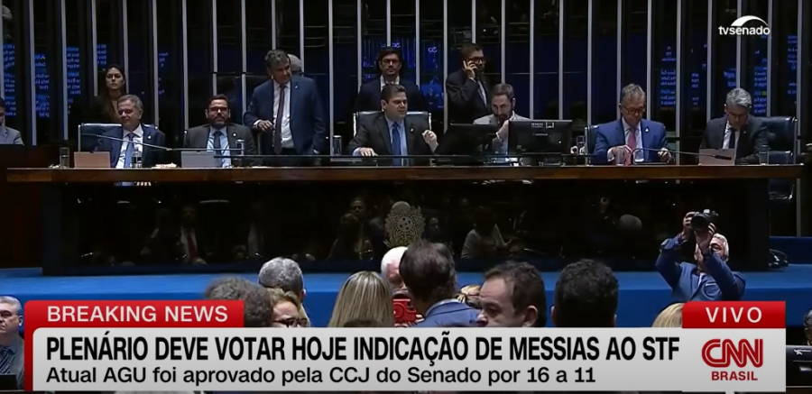 Veja momento que Senado vota e rejeita indicação de Jorge Messias ao STF